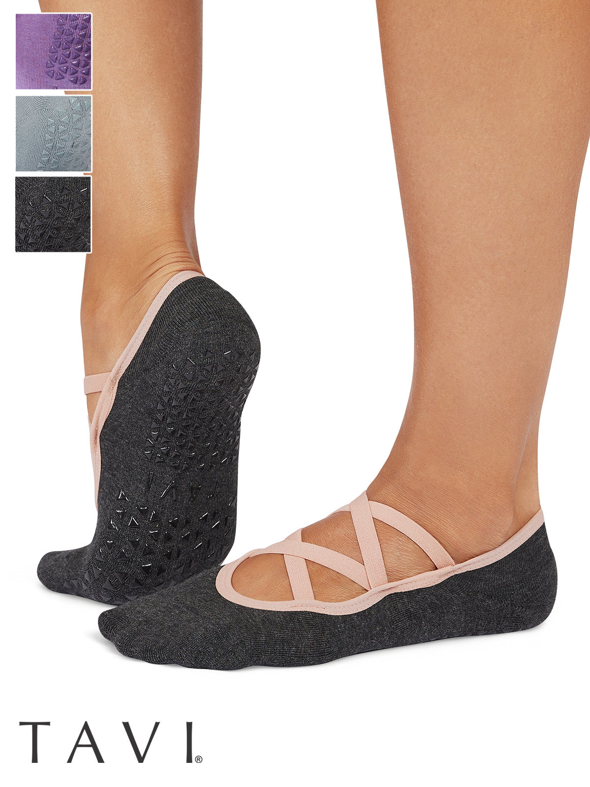 ピラティス　足指ストラップ　ソックス付き 2足セット ヨガソックス クロスタイプ 靴下 滑り止め 指なし 5本