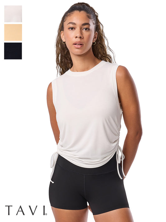 [春クーポン][TAVI] クロップ サイドタイ タンク Crop Side Tie Tank／ヨガ トップス ピラティス タンク 吸汗 速乾 26SS_D1