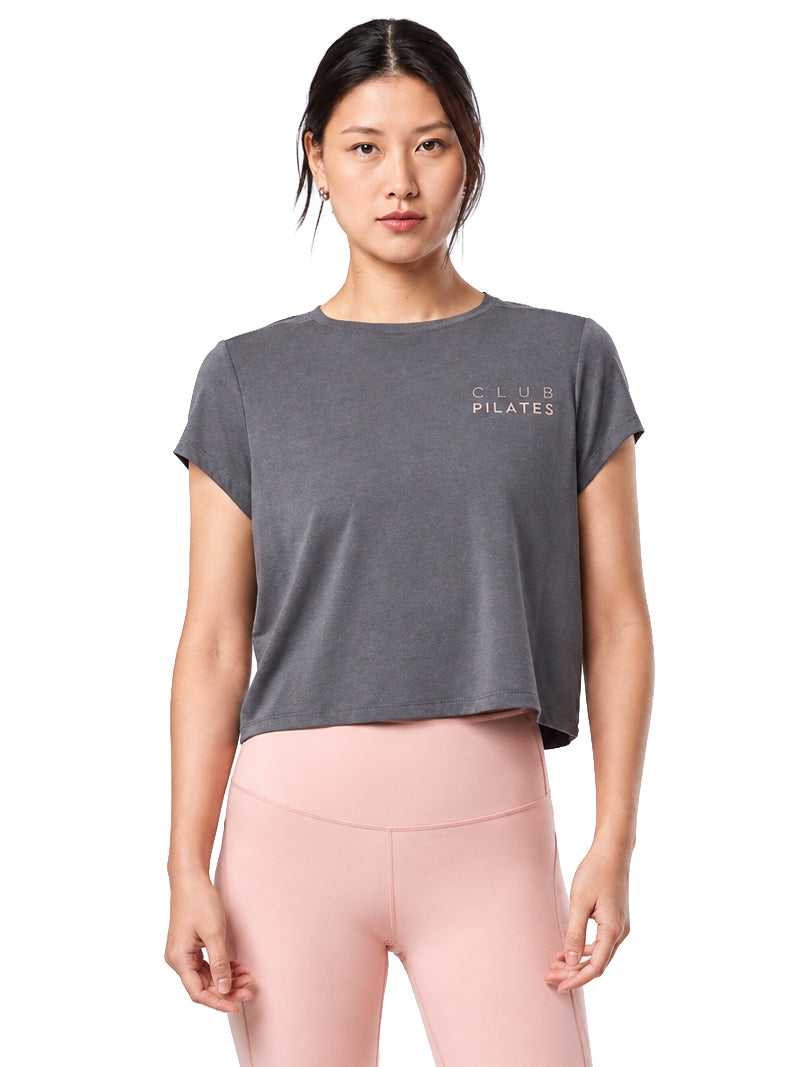 [TAVI] ClubPilates リラックスキャップスリーブTee CP Relaxed Cap Sleeve Tee／ ヨガ トップス ピラティス ショート丈 通気性 TOESOX [CPJ] 2610