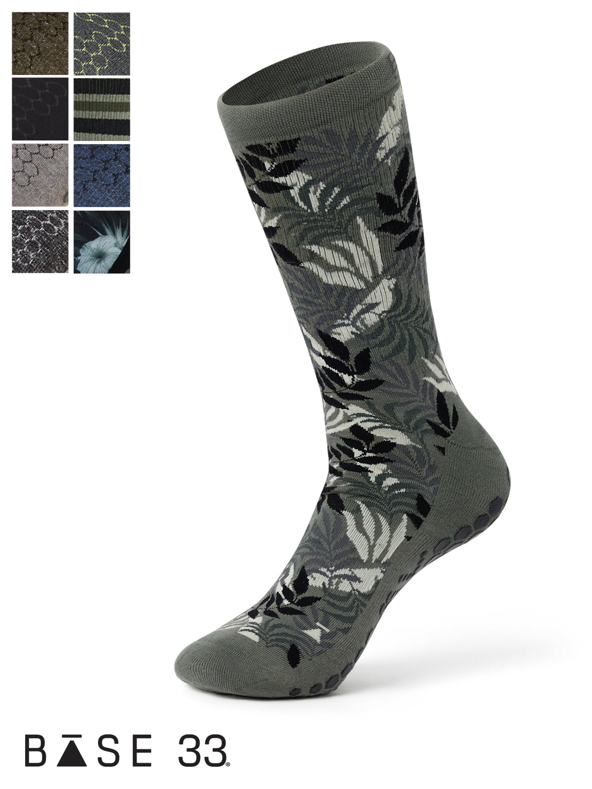 [BASE33] メンズ グリップ ソックス CREW クルー ／ トレーニング ジム フィットネス 滑り止め付 靴下 26SS_D1