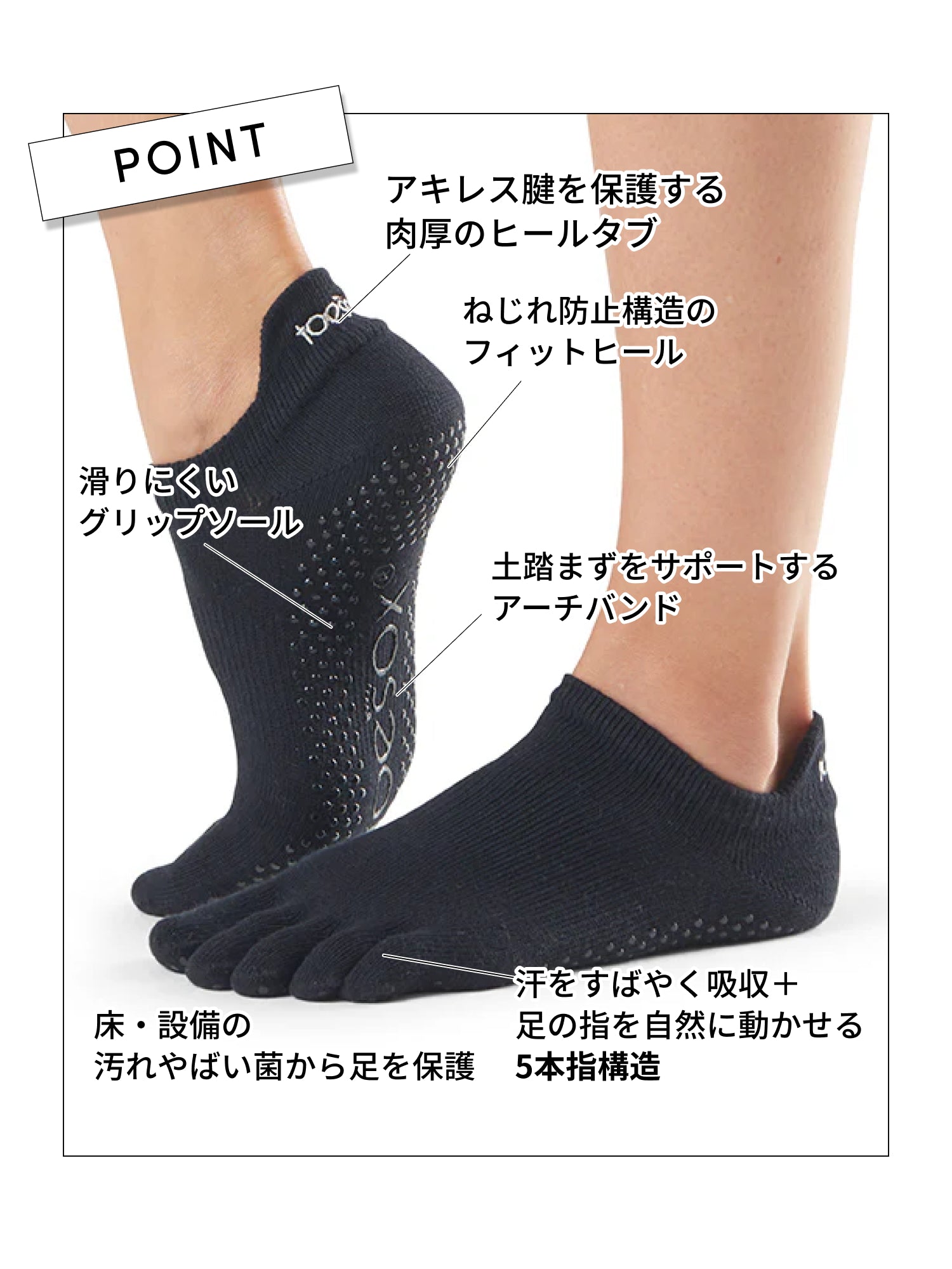 [ToeSox] Low Rise (Full-Toe) Grip Socks / Yoga Pilates Anti-Slip Socks 24FW