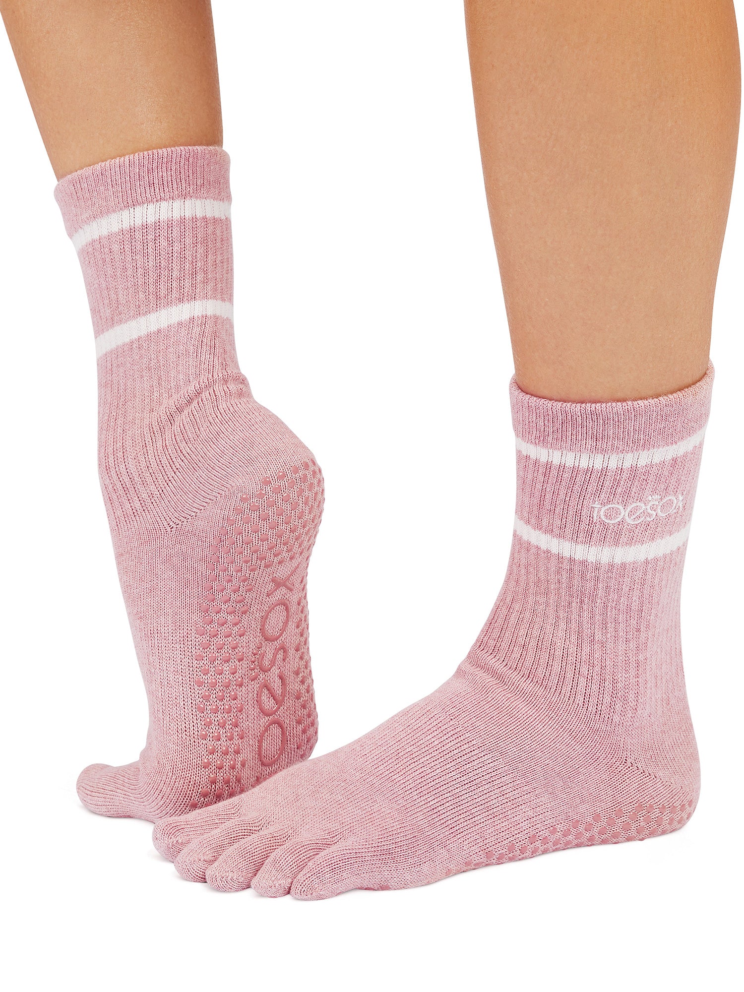 [ToeSox] Crew (Full-Toe) Grip Socks / Yoga Pilates Socks with Anti-Slip Crew Length 24FW_D3