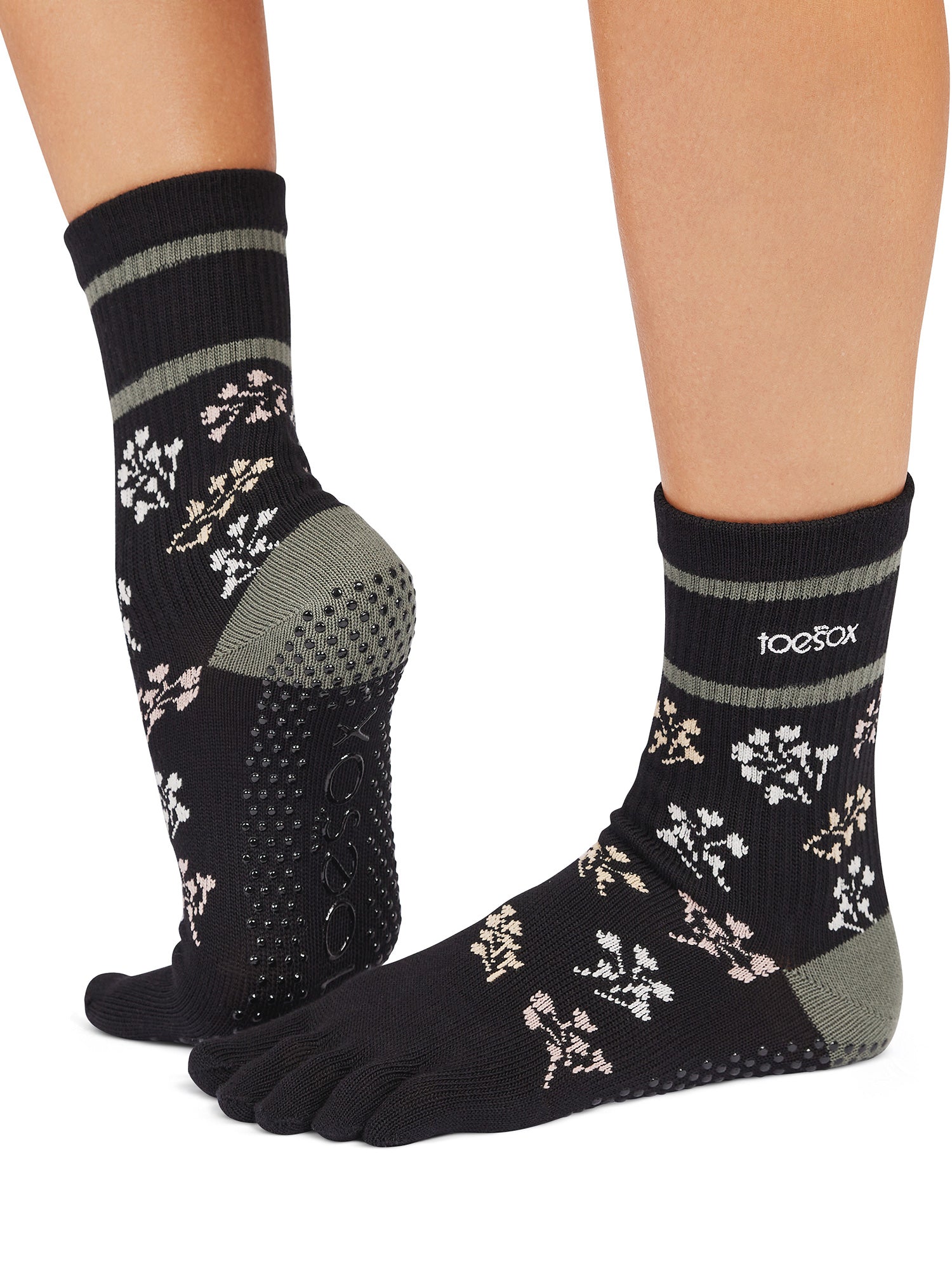 [ToeSox] Crew (Full-Toe) Grip Socks / Yoga Pilates Socks with Anti-Slip Crew Length 24FW_D3