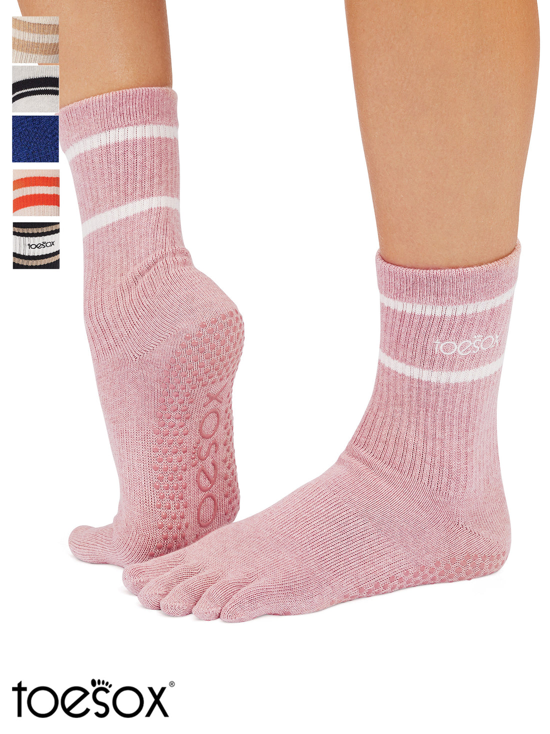 [ToeSox] Crew クルー（Full-Toe／つま先あり） グリップ ソックス／ ヨガ ピラティス 滑り止め付 靴下 クルー丈 25FW_D2