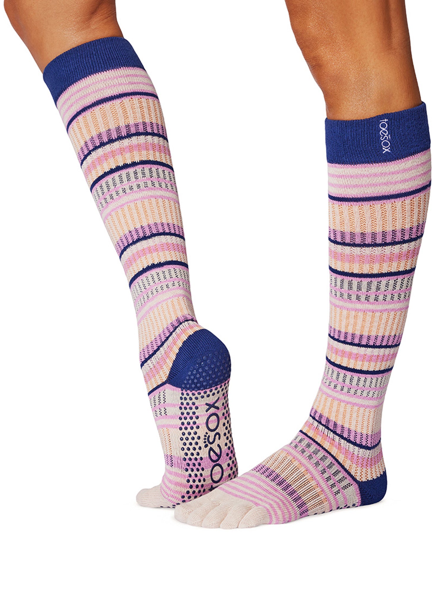 [ToeSox] Scrunch Knee High (Full-Toe) Grip Socks / Yoga Pilates Anti-Slip Socks High Socks 24FW_D3