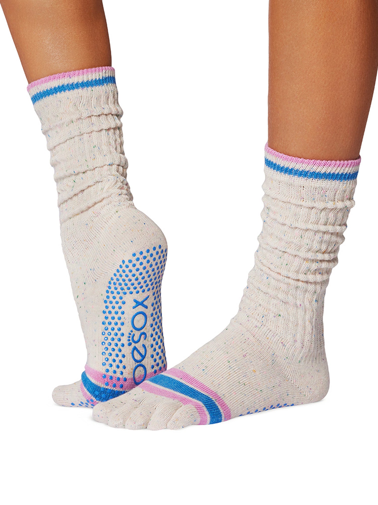 [ToeSox] Slouch (Full-Toe) Grip Socks / Yoga Pilates Socks with Anti-Slip Crew Length 24FW