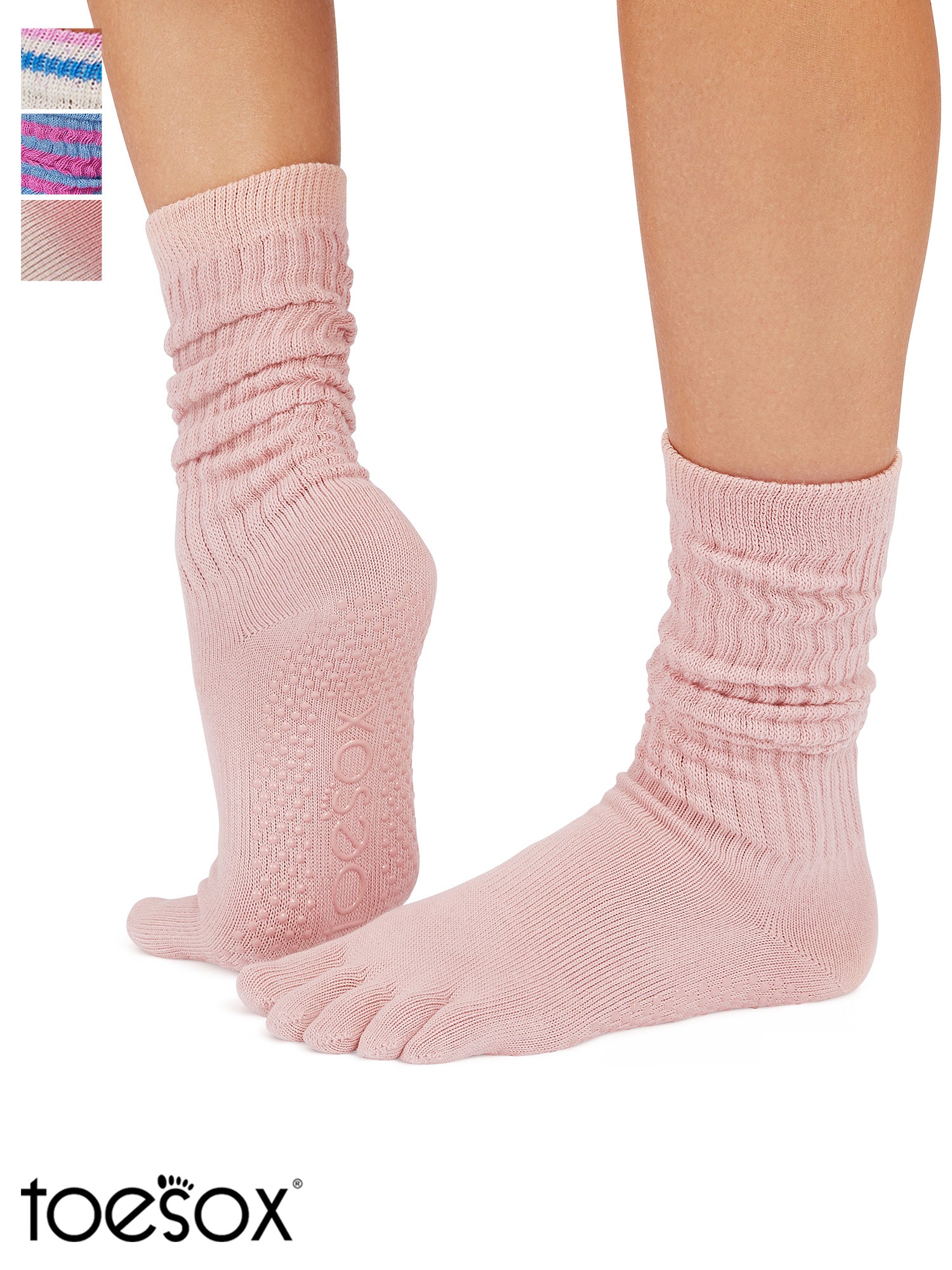 [ToeSox] Slouch スラウチ（Full-Toe／つま先あり） グリップ ソックス／ ヨガ ピラティス 滑り止め付 靴下 クルー丈 25FW_D2