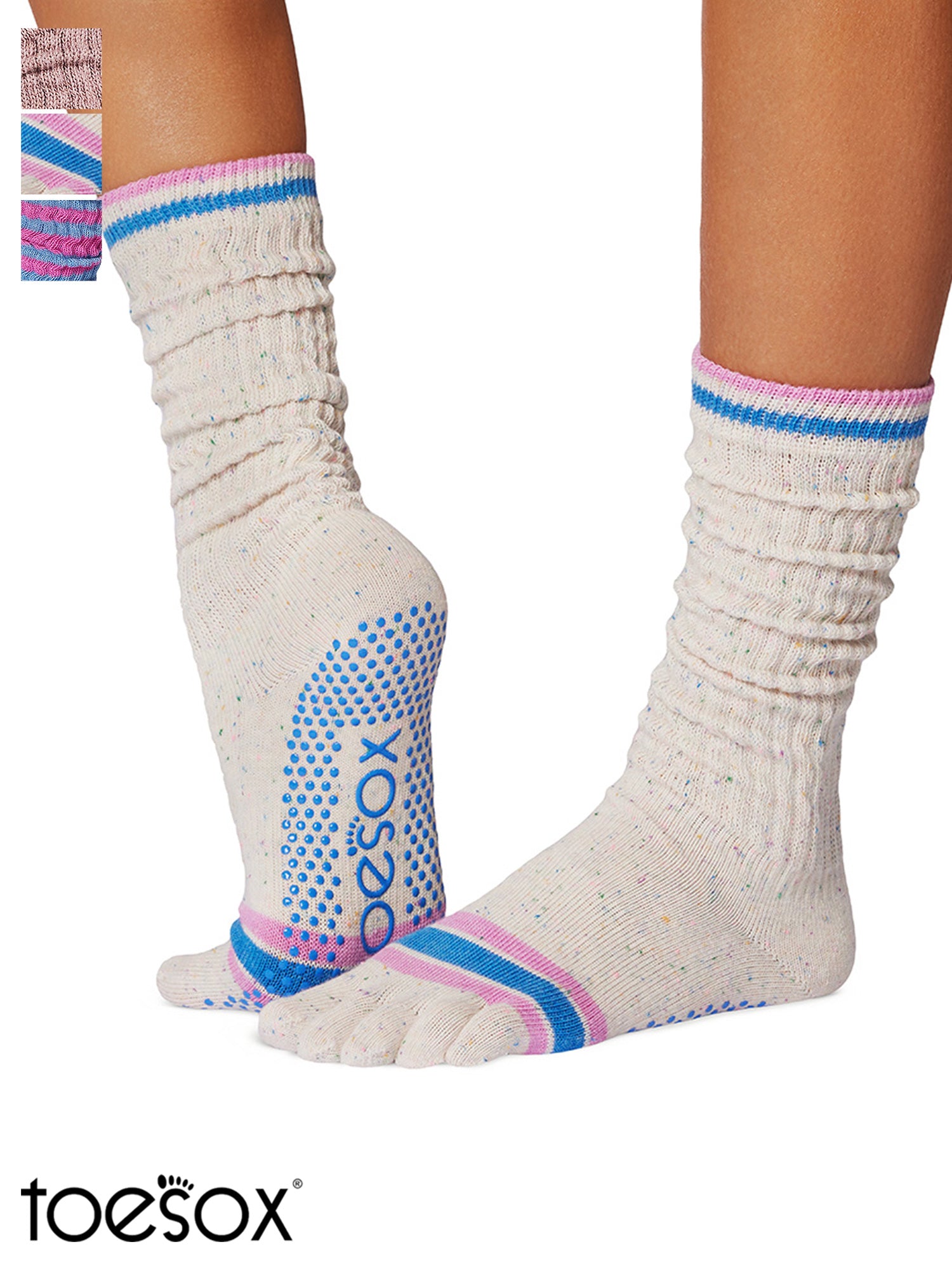 [ToeSox] Slouch (Full-Toe) Grip Socks / Yoga Pilates Socks with Anti-Slip Crew Length 24FW