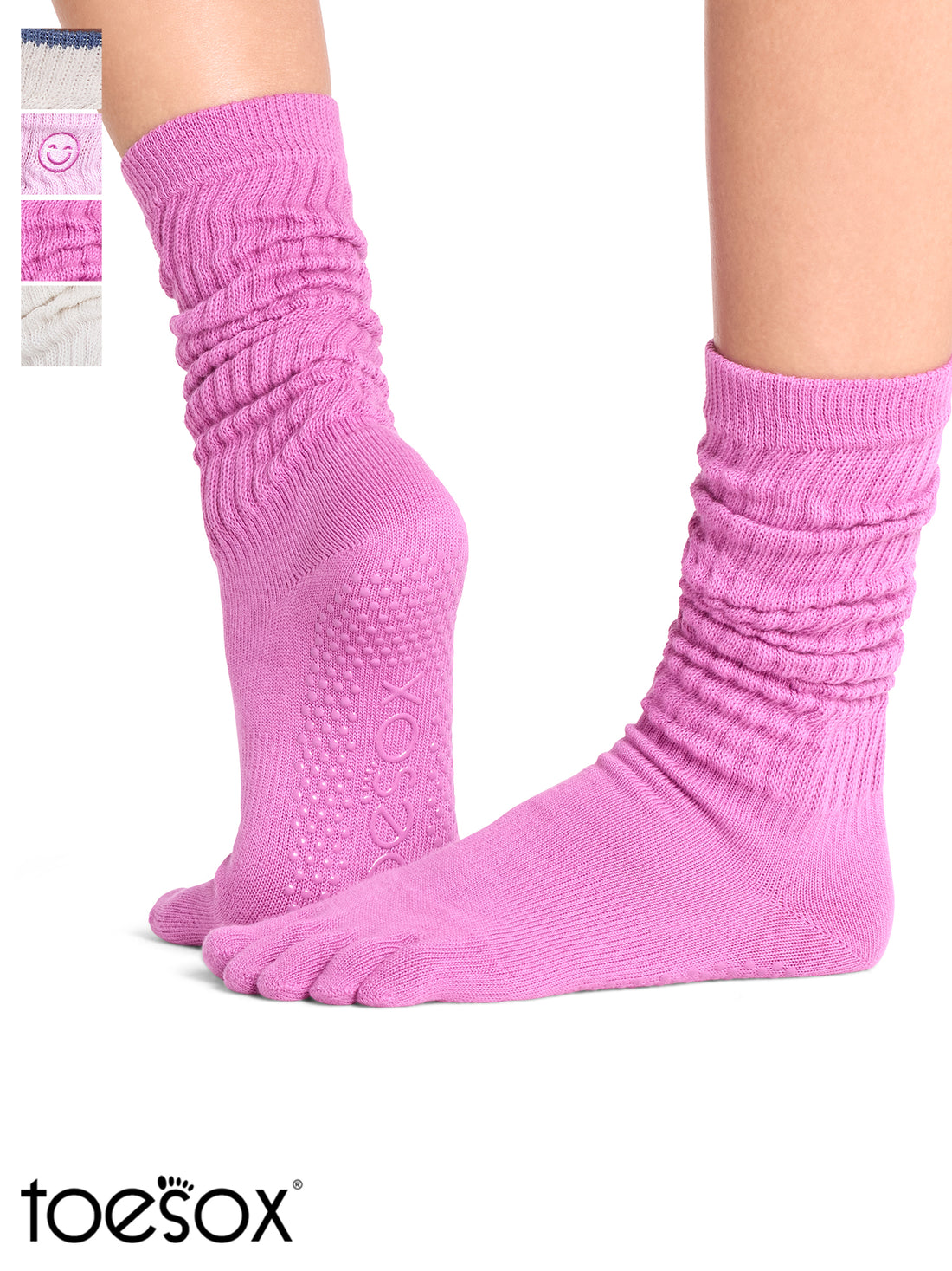 [ToeSox] Slouch スラウチ（Full-Toe／つま先あり） グリップ ソックス／ ヨガ ピラティス 滑り止め付 靴下 クルー丈 26FW_D1