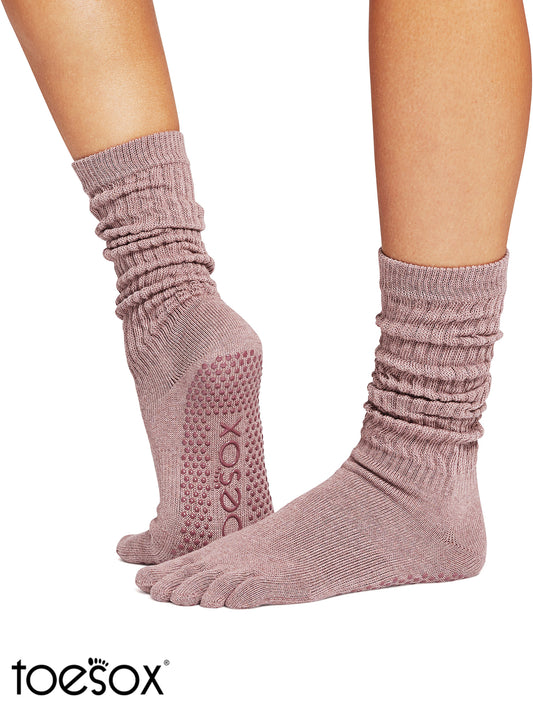 [ToeSox] Slouch (Full-Toe) Grip Socks / Yoga Pilates Socks with Anti-Slip Crew Length 24FW