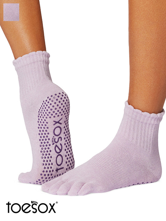 [限定SALE][ToeSox] Melody Scallop メロディ・スカロップ（Full-Toe／つま先あり） グリップ ソックス／ ヨガ ピラティス 滑り止め付 靴下 クルー丈 [GWS]