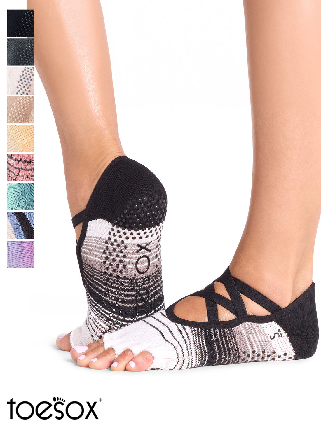 [ToeSox] Elle エル（Half-Toe／つま先なし）グリップ ソックス ／ ヨガ ピラティス 滑り止め付 靴下 26FW_D1