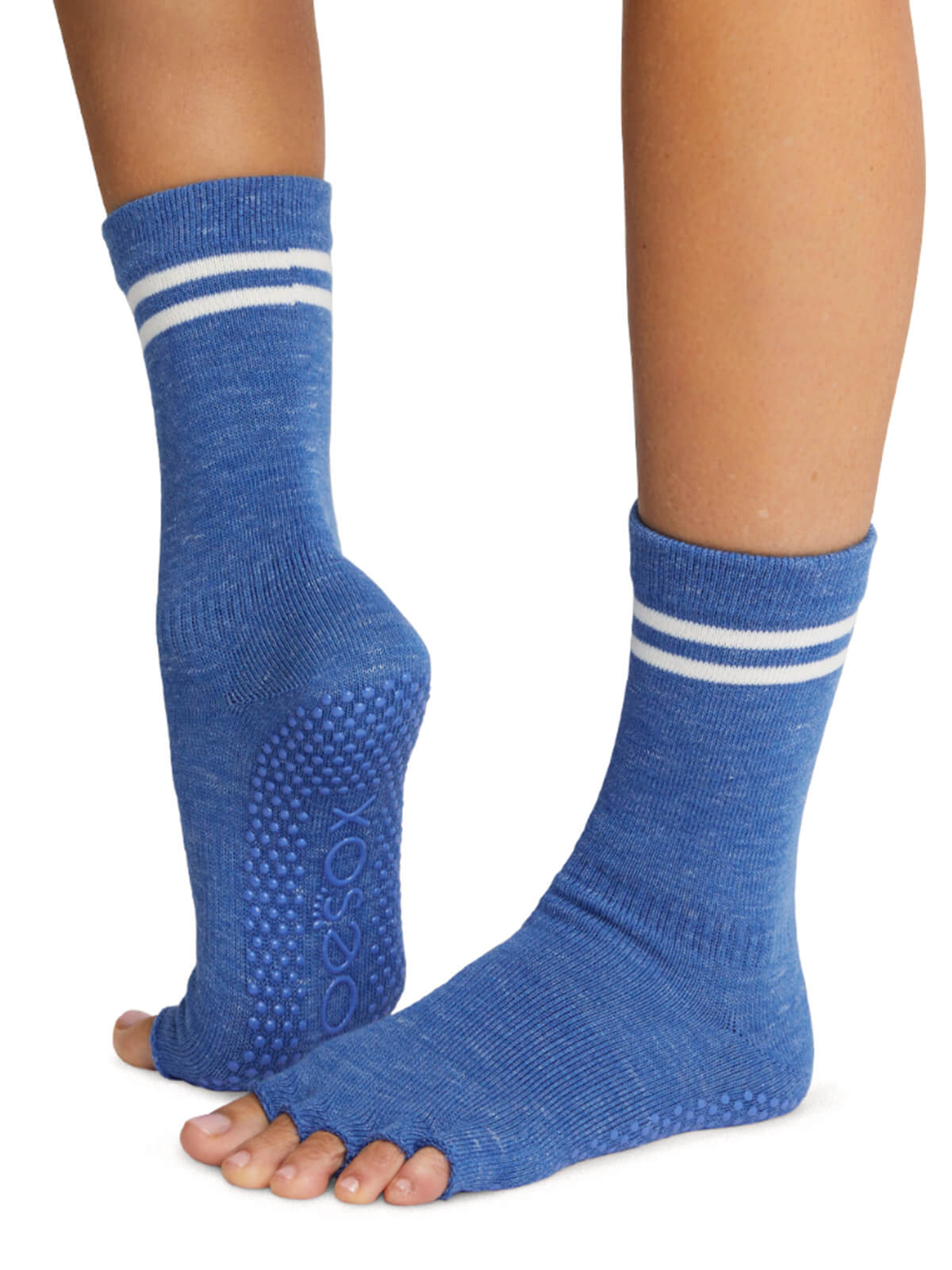 [ToeSox] Crew (Half Toe) Grip Socks / Yoga Pilates Socks with Anti-Slip Crew Length