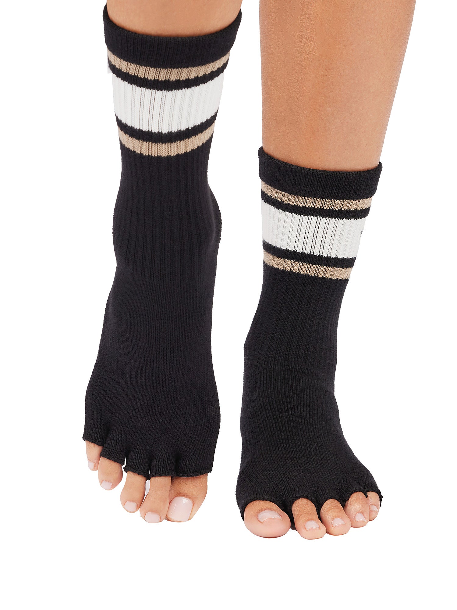 [ToeSox] Crew クルー（Half-Toe／つま先なし） グリップ ソックス／ ヨガ ピラティス 滑り止め付 靴下 クルー丈 25FW_D1