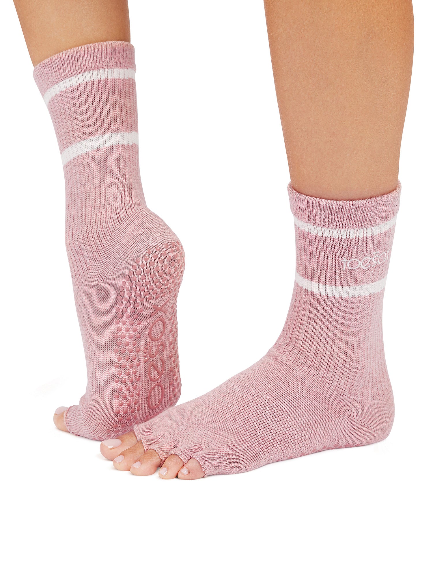 ToeSox] グリップ ソックス 5本指 クルー（Half-Toe／つま先なし