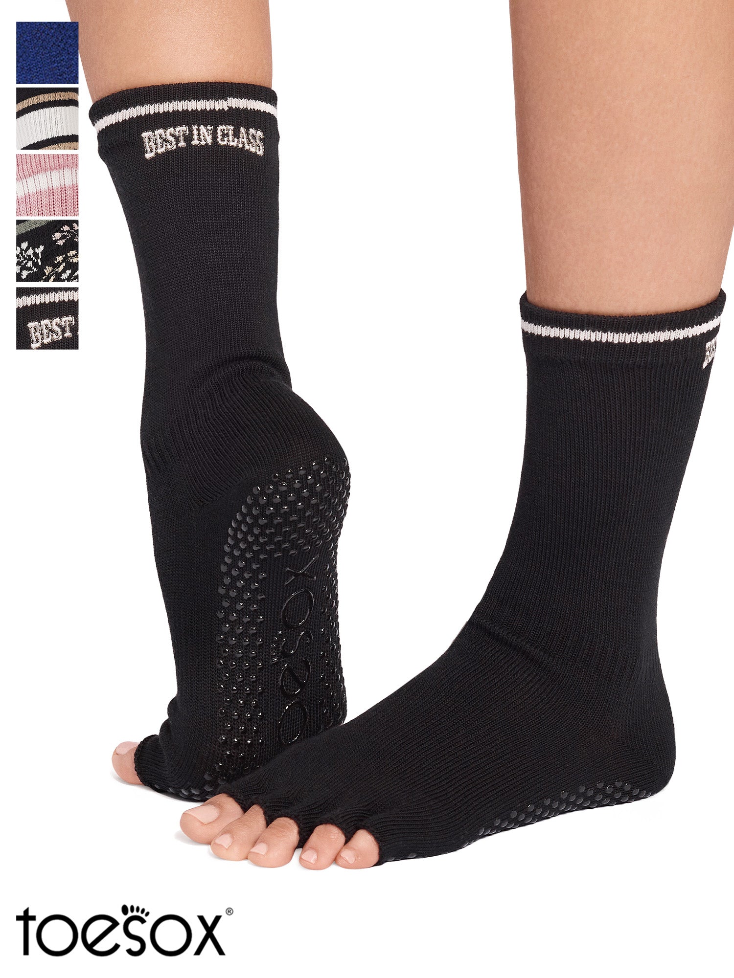 [ToeSox] Crew (Half-Toe/No Toes) Grip Socks/Yoga Pilates Non-Slip Socks Crew Length 24FW_D3