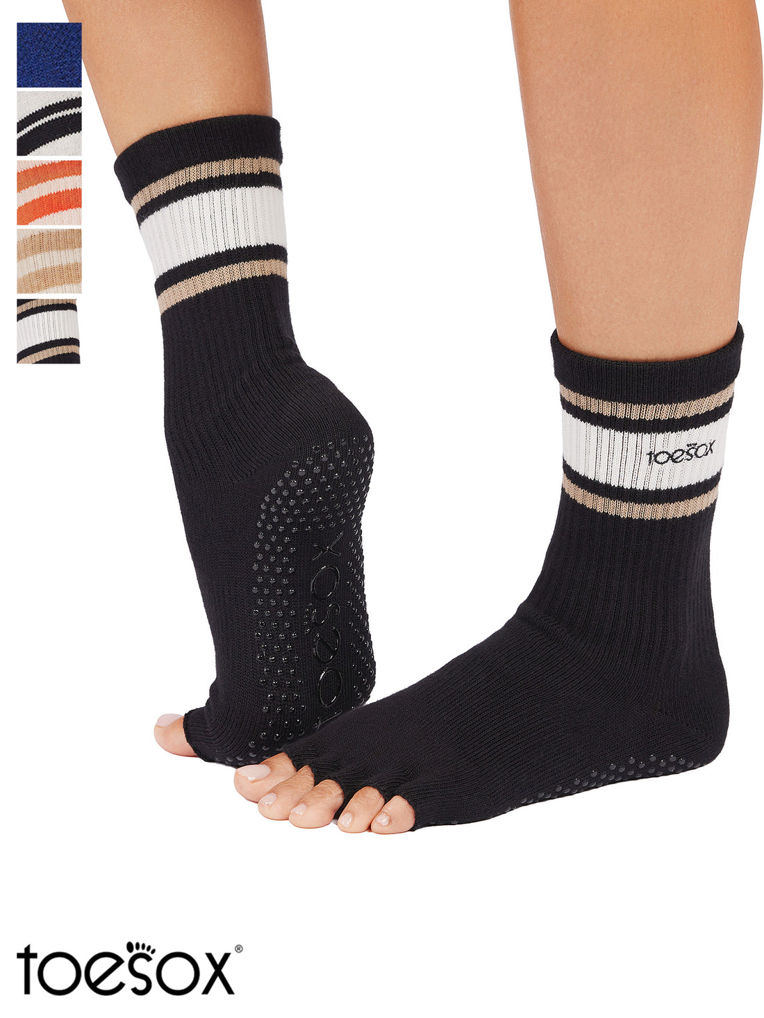 [ToeSox] Crew (Half-Toe/No Toes) Grip Socks/Yoga Pilates Non-Slip Socks Crew Length 24FW_D3