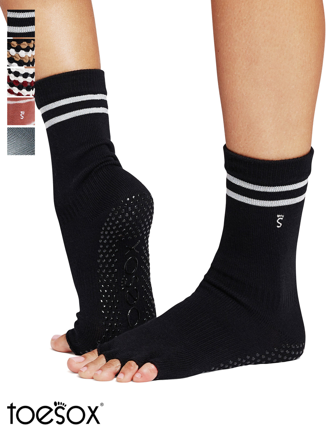 [ToeSox] Crew (Half-Toe/No Toes) Grip Socks/Yoga Pilates Non-Slip Socks Crew Length 24FW_D3