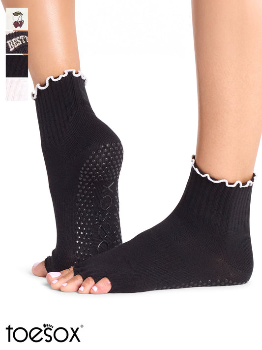 [ToeSox] Melody メロディー（Half-Toe／つま先なし） グリップ ソックス／ ヨガ ピラティス 滑り止め付 靴下 クルー丈 26FW_D1
