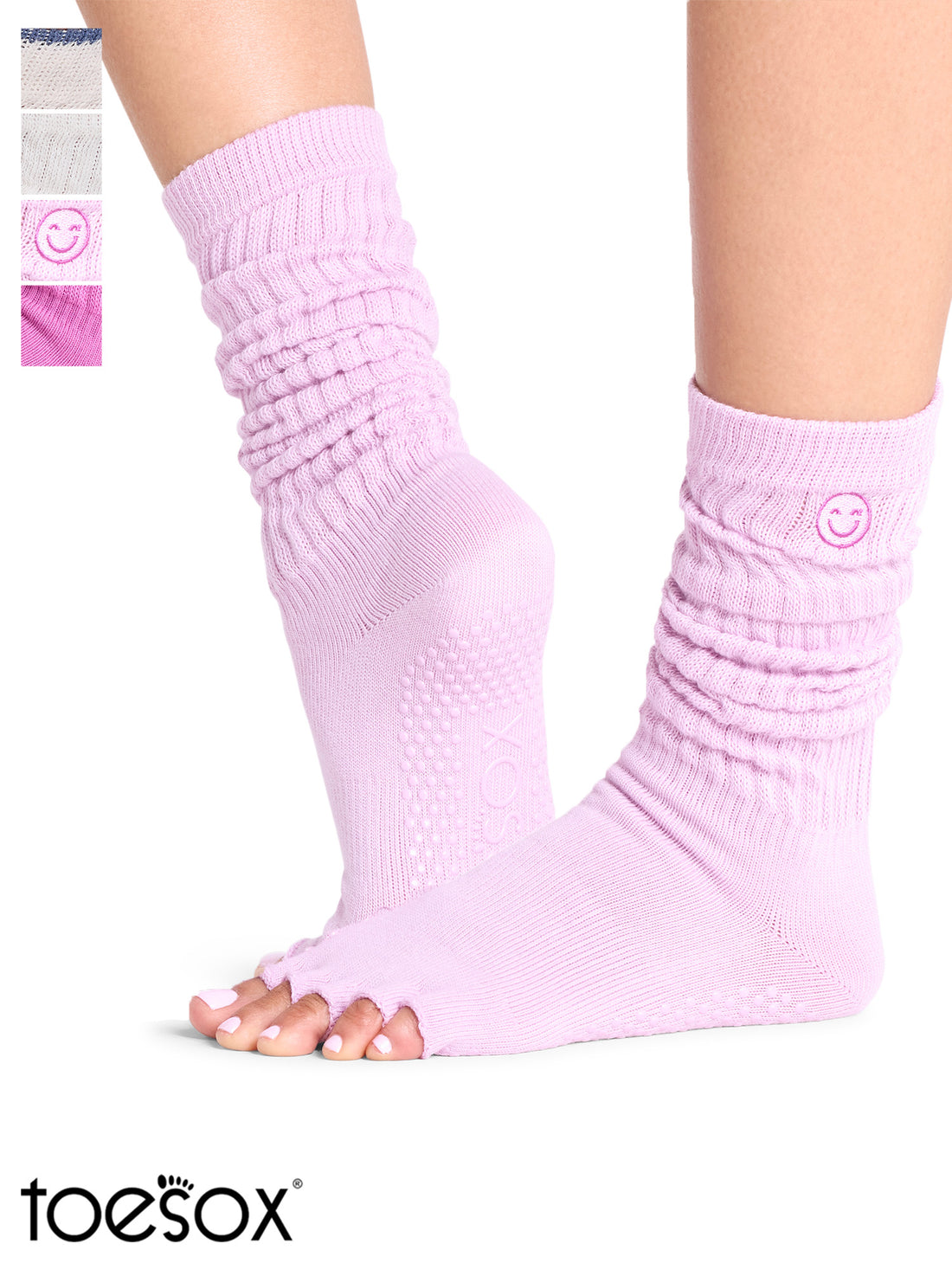 [ToeSox] Slouch スラウチ（Half-Toe／つま先なし） グリップ ソックス／ ヨガ ピラティス 滑り止め付 靴下 クルー丈 26FW_D1