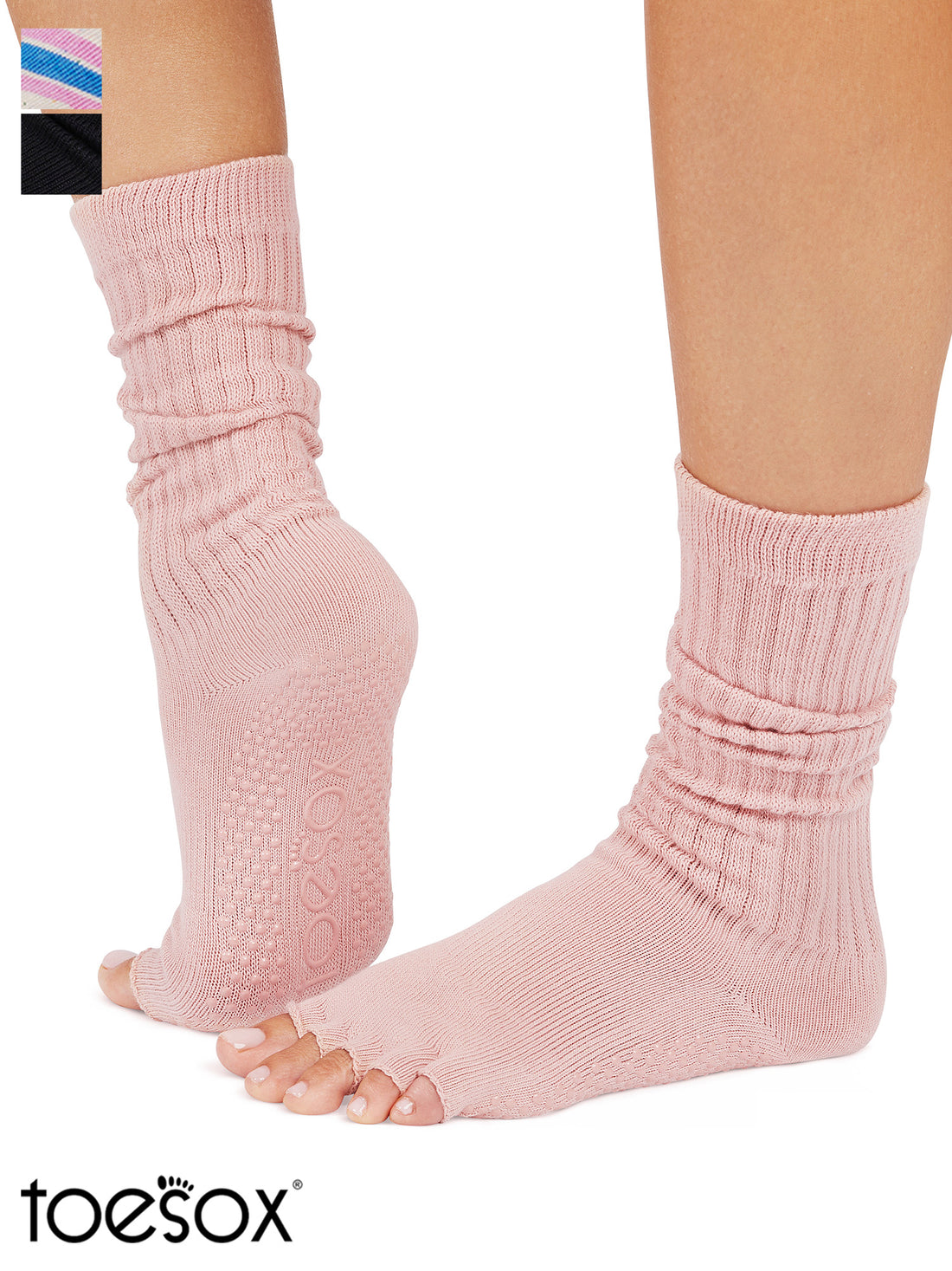 [ToeSox] Slouch スラウチ（Half-Toe／つま先なし） グリップ ソックス／ ヨガ ピラティス 滑り止め付 靴下 クルー丈 25FW_D2