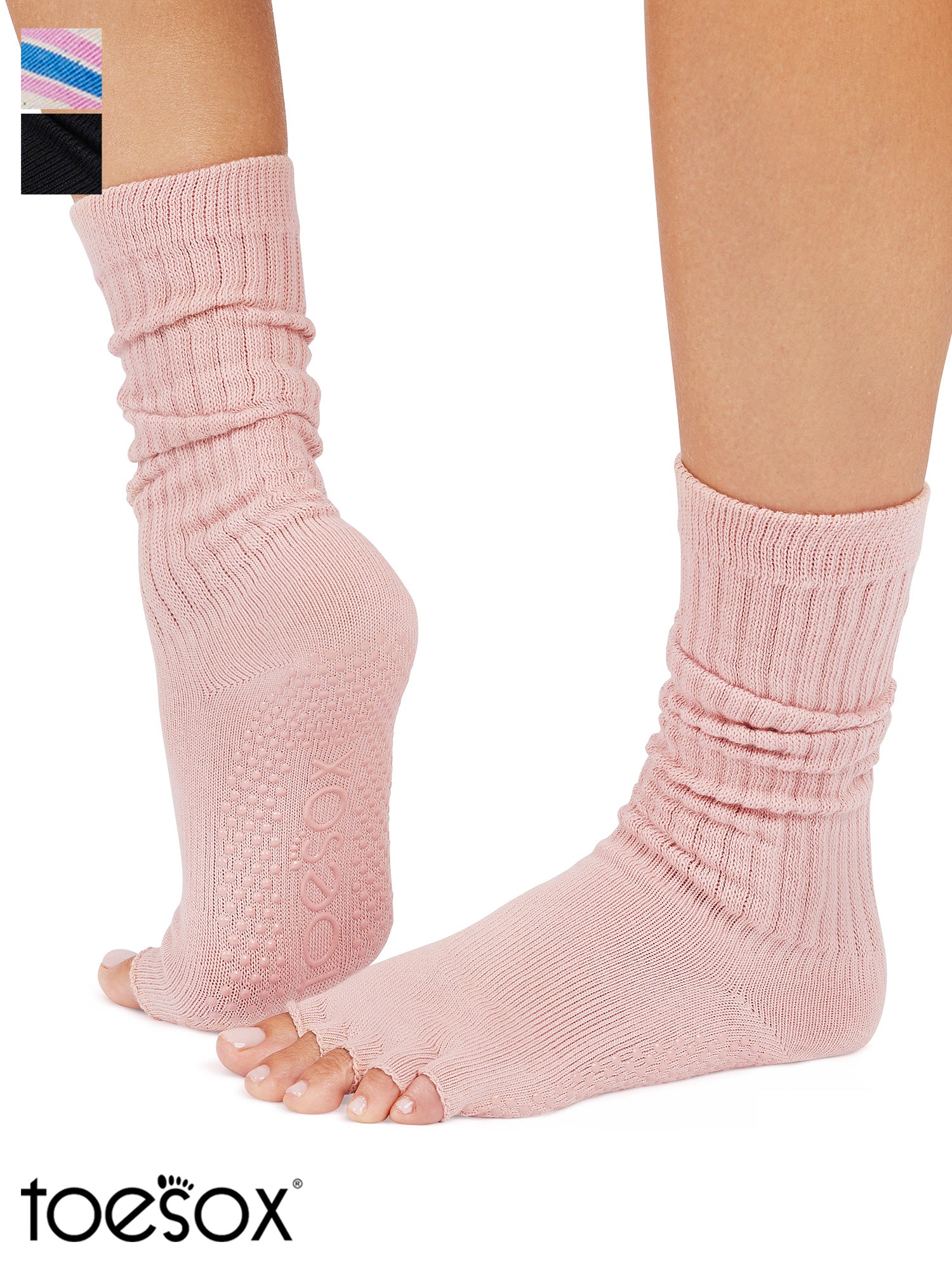 [ToeSox] Slouch スラウチ（Half-Toe／つま先なし） グリップ ソックス／ ヨガ ピラティス 滑り止め付 靴下 クルー丈 25FW_D2