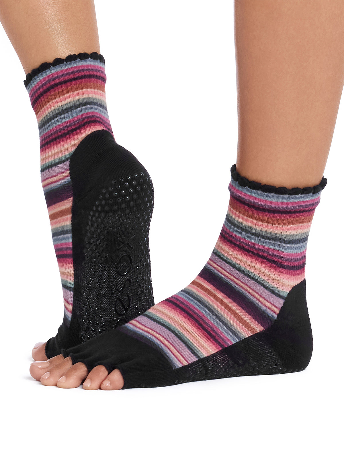 [ToeSox] Melody Ultra Fine Knit (Half-Toe) Grip Socks / Yoga Pilates Non-Slip Socks Crew Length 26SS_D2