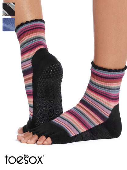 [ToeSox] Melody Ultra Fine Knit (Half-Toe) Grip Socks / Yoga Pilates Non-Slip Socks Crew Length 26SS_D2